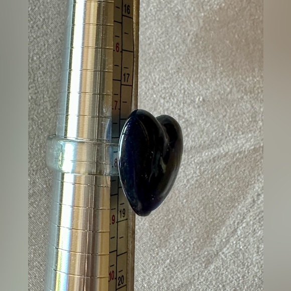 Glass Ring Large Blue Heart with clear glass band. Approx. size 7.75 EUC - Picture 5 of 9